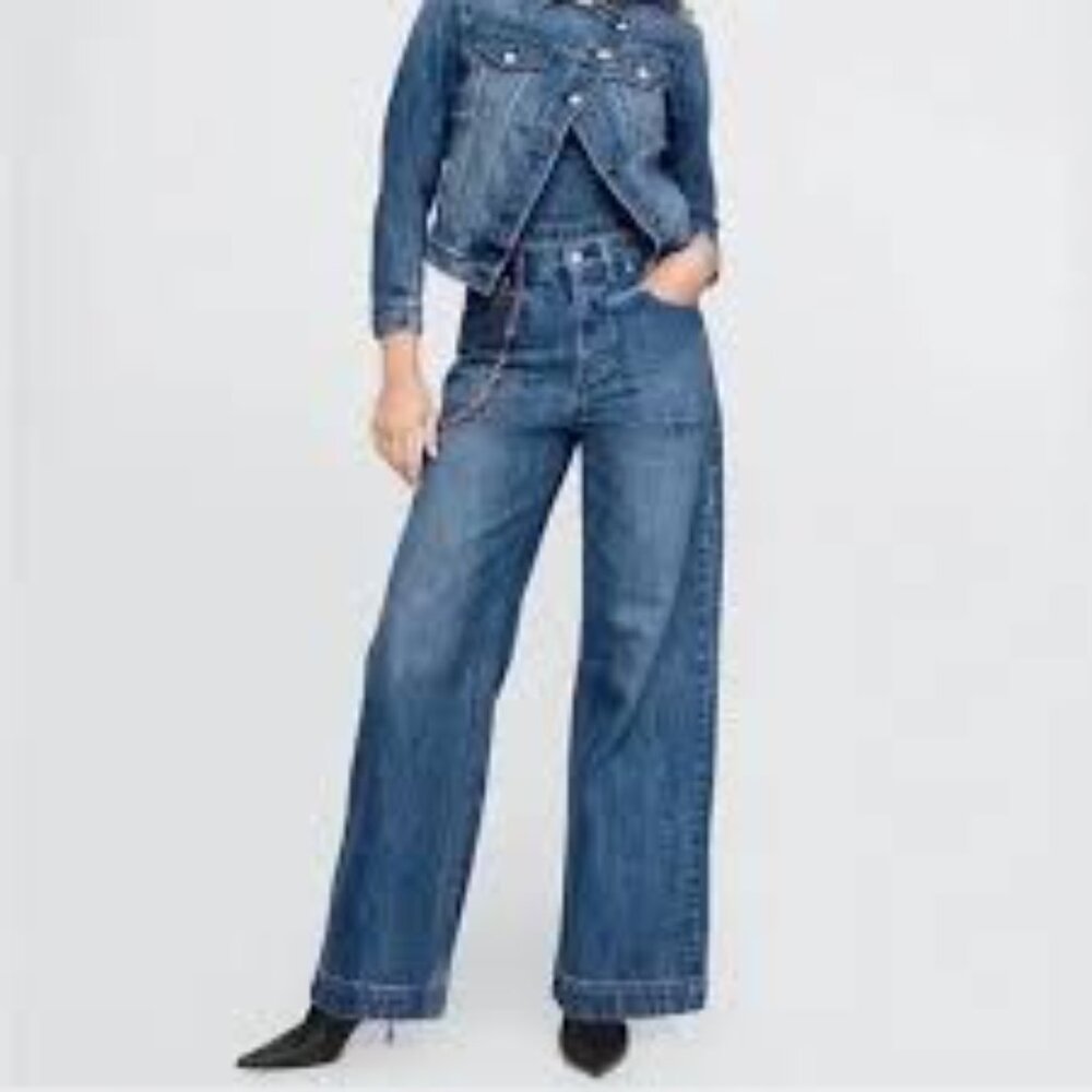 NWT: Gap × Cult Gaia High Rise Wide Leg Chain Jeans - Picture 4 of 9